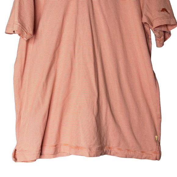 Tommy Bahama Cotton Polo Shirt Orange Cream Stripes Golf Travel Men’s Large - Picture 6 of 11